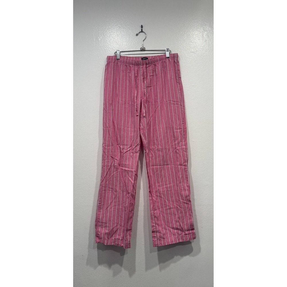 Gap Body PJ Poplin Pants Womens Size Medium Pink Striped Cotton Preppy Coastal